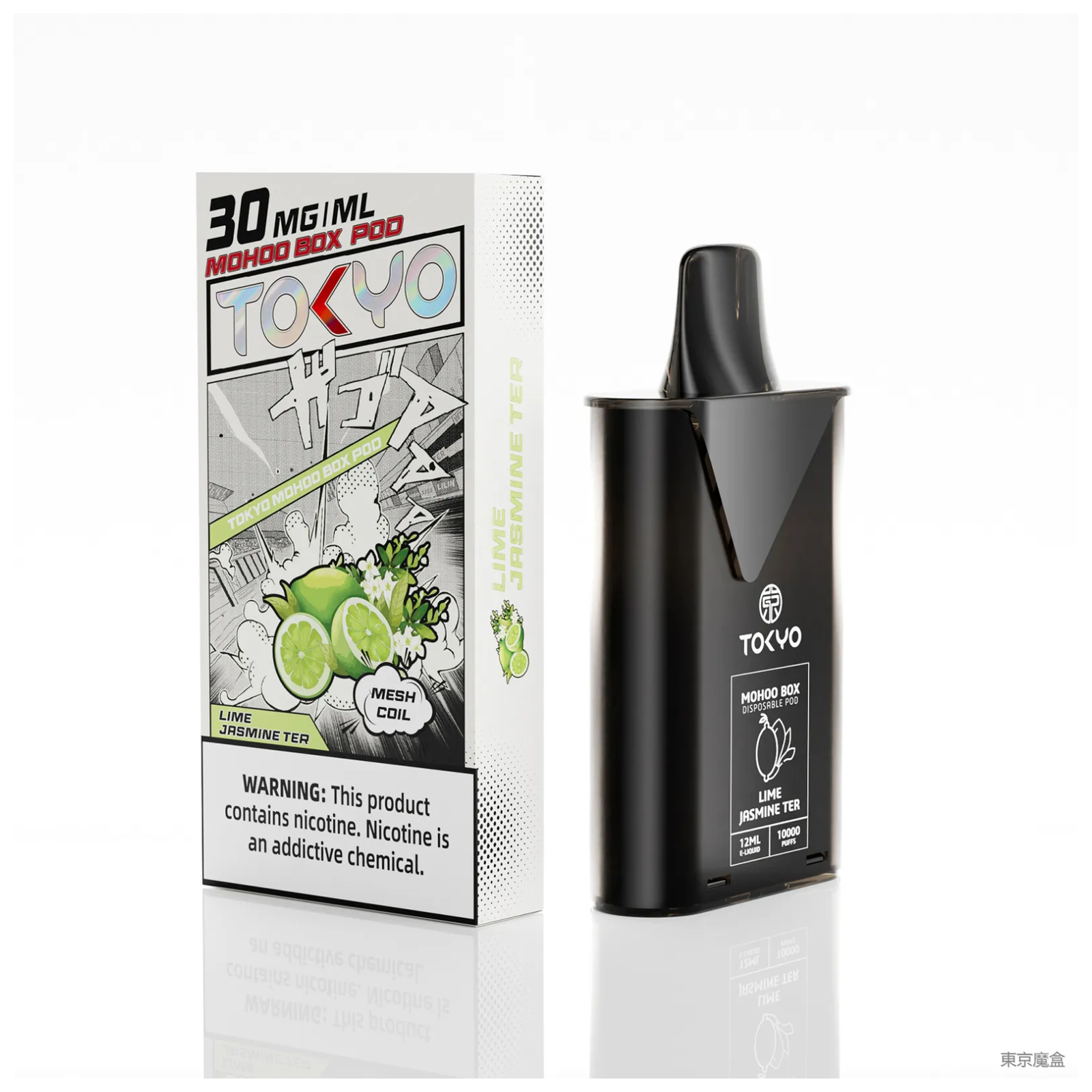 TOKYO MOHOO BOX東京魔盒電子菸煙彈檸檬茉莉茶口味丨MESH霧化科技升級,12ML大容量、10000口